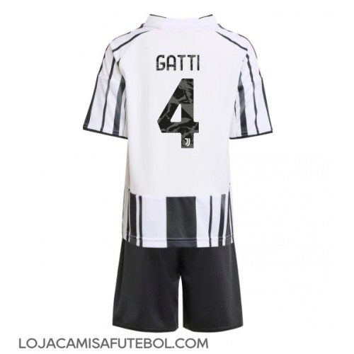 Camisa de Futebol Juventus Federico Gatti #4 Equipamento Principal Infantil 2025-26 Manga Curta (+ Calças curtas)